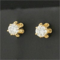 1/2ct Diamond Stud Buttercup Setting Earrings in 1