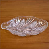 Vintage Pressed Glass Leaf Dish