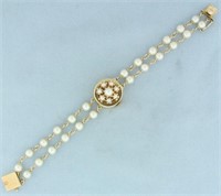 Vintage Honora Akoya Cultured Pearl Concealed Watc