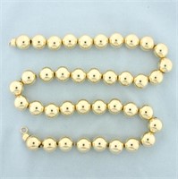 Italian 19 Inch Ball Bead Necklace in 14k Yellow G