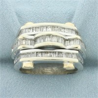 Mens Baguette Diamond Screw Design Ring in 14k Yel