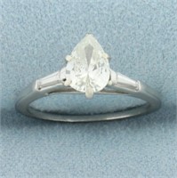 Pear Cut Diamond Engagement Ring in 14k White Gold