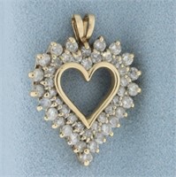1.5ct Diamond Double Row Heart Pendant in 10k Yell