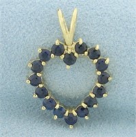 Sapphire Heart Pendant in 14k Yellow Gold