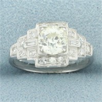 Antique Art Deco Old European Cut Diamond Ring in