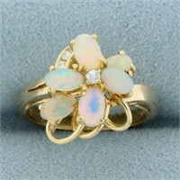 Opal and Diamond Ring in 14k Yellow Gold