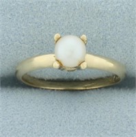 Vintage Cultured Pearl Solitaire Ring in 10k Yello