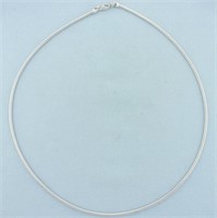 Omega Link Snake Necklace in 14k White Gold