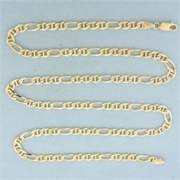 Italian 24 Inch Figaro Link Chain Necklace in 14k