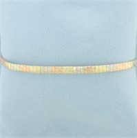 Tri Color Etched Design Omega Bracelet in 14k Yell