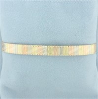 Italian Tri Color Diamond Cut Omega Bracelet in 14
