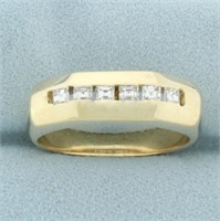 Mens Unique Square Diamond Band Ring in 14k Yellow