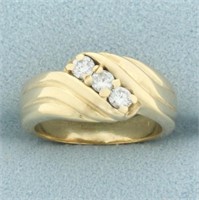 Diamond Wave Design Ring in 14k Yellow Gold
