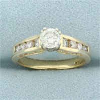 Diamond Engagement Ring Scroll Design in 14k Yello