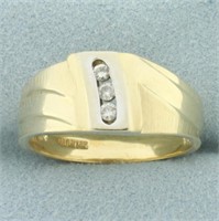Three Stone Channel Set Two Tone Diamond Ring in 1