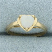 Heart Shaped Opal Solitaire Ring in 14k Yellow Gol