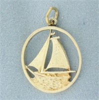 Sailboat Charm or Pendant in Plated Gold