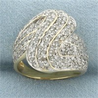 Pave Zigzag Diamond Ring in 14k Yellow Gold