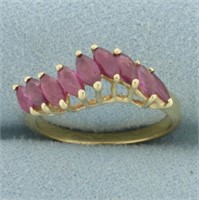 Natural Ruby Wave Design Ring In 14k Yellow Gold