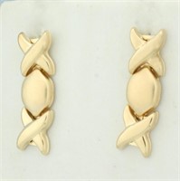 X and O Dangle Earrings in 10k Yellow Gold