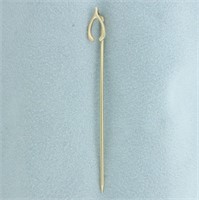 Vintage Wishbone Stick Pin in 14k Yellow Gold