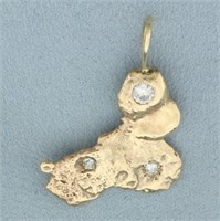 Diamond Nugget Pendant in 14k Yellow Gold