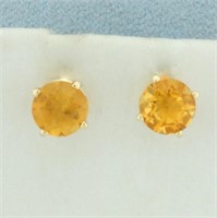 Citrine Stud Earrings in 14k Yellow Gold
