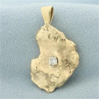 Diamond Nugget Pendant in 14k Yellow Gold
