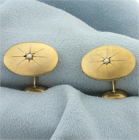Antique Victorian Seed Pearl Cufflinks in 10k Yell