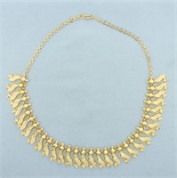 Diamond Cut Leaf Design Necklace in 22k Yellow Gol