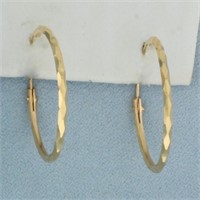 Diamond Cut Hoop Earrings in 21k Yellow Gold