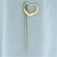 Heart Stick Pin in 14k Yellow Gold