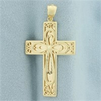 Serenety Prayer Cross Pendant in 14k Yellow Gold