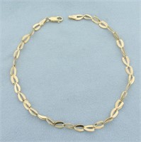 Unique Pear Shape Chain Link Anklet in 14k Yellow