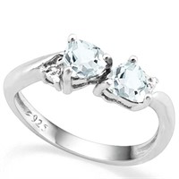 Heart Cut Aquamarine and Diamond Toi Et Moi Ring i