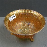Marigold Glass Carnival Footed Rose Bowl