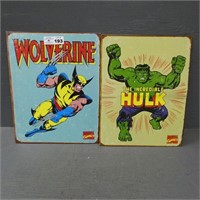 Marvel Comics Wolverine & Hulk Metal Signs