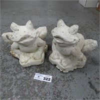 Pair of Concrete Frog Garden Statues