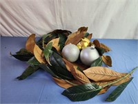 Craft supplies faux leaves and large christmas