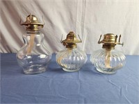 Two 6" Vintage Glass Oil Lamps, KAADAN LTD CLEAR