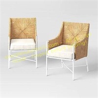 Stanton 2Pk Weave Club Chairs, White/Natural