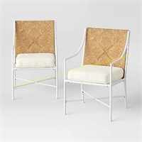 Stanton 2pk Weave Dining Chairs, Natural/White