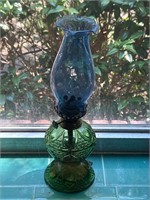 Mini oil lamp vintage emerald green base