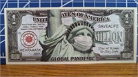 Global pandemic million dollar bank note