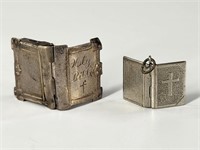 2) ANTIQUE MINIATURE HOLY BIBLE CHARMS