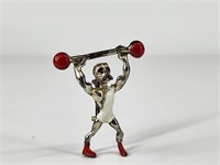 STRONG MAN DUMBELL COSTUME JEWELRY PIN