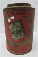Sweet Burley tobacco tin, held 5 pounds.