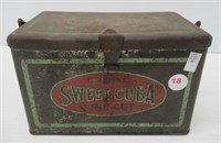 Sweet Cuba tobacco tin. Measures: 4 3/4" H x 7