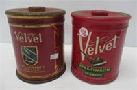 (2) Velvet tobacco tins.