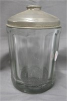 Glass humidor. Measures: 6 1/4" tall.